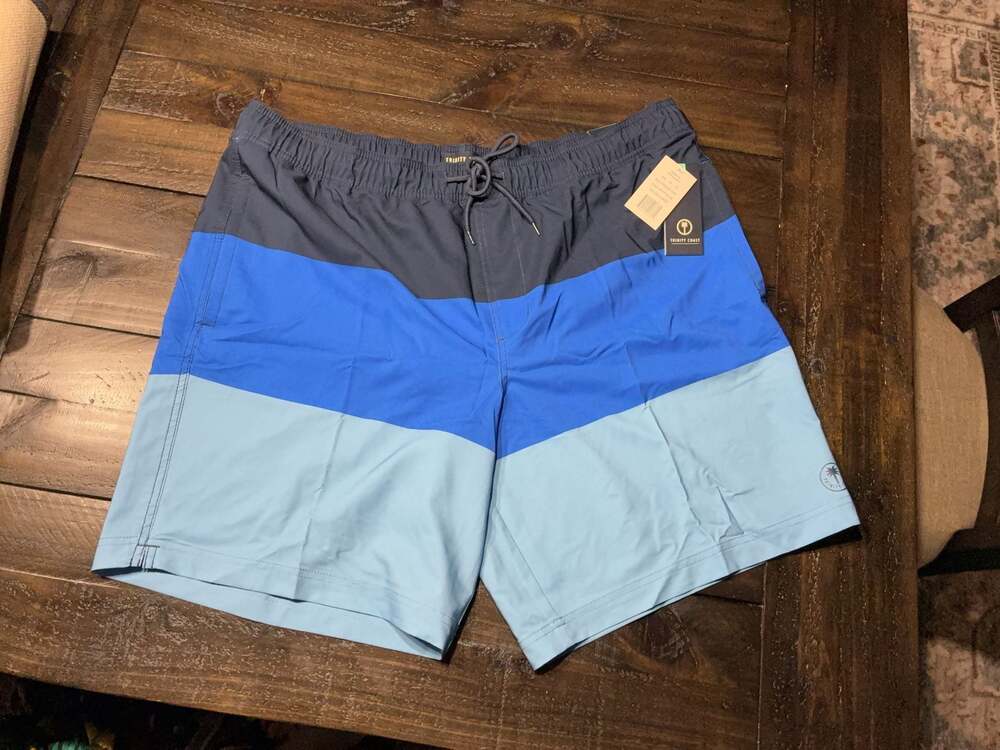 Trinity Coast 9" Inseam Mesh Lined E-Waist Swim Trunks Navy Blue 2XL